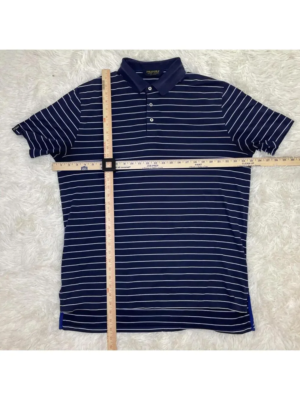Polo Golf Ralph Lauren Men’s Shirt Sz L Blue Striped S/S Cotton Polyester Blend